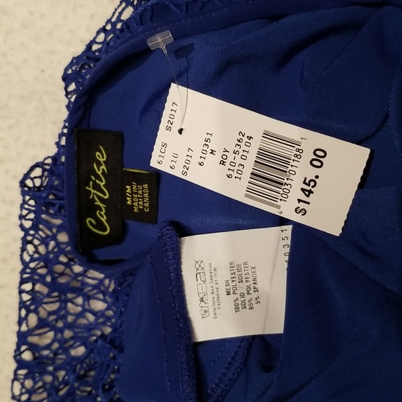 Cartise Dressy Lace Overlay Eveningwear Date Night Top / Size M / Blue - Picture 13 of 17